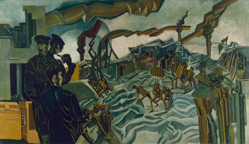 Percy Wyndham Lewis. A Battery Shelled, 1919. Oil on canvas. © IWM.