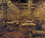 Anna Airy. Shop for Machining 15-inch Shells: Singer Manufacturing Company, Clydebank, Glasgow, 1918. Oil on canvas. © IWM.