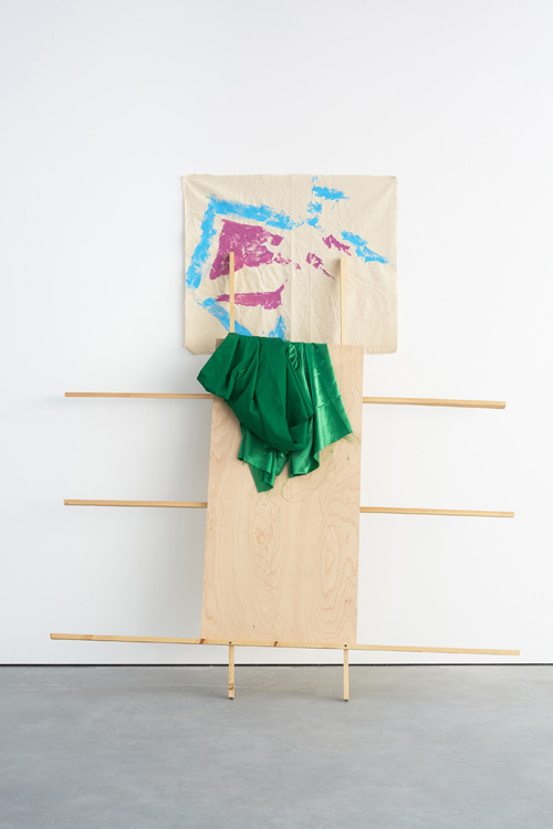 Richard Tuttle. Separation (Group 4, Number 2), 2015. Canvas, acrylic, pushpins, cotton, satin, birch panel, pine 1x2’s graphite, 212.7 x 183.5 x 56.5 cm (83 3/4 x 72 1/4 x 22 1/4 in).