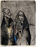 Robert Colquhoun. Two Irish Women, 1946. Colour monotype on paper, 52 x 42 cm. Private collection