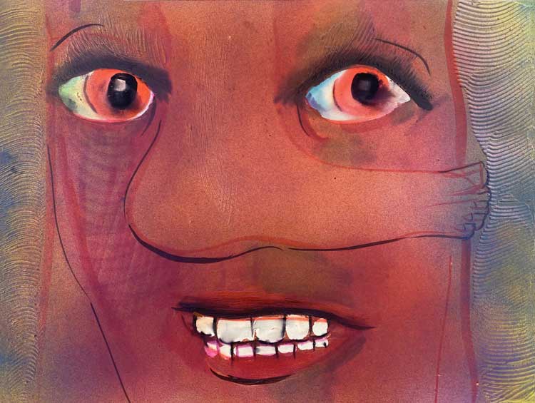 Kaari Upson, Untitled (Foot Face) 2020-21. Coloured pen, pigment and matte medium, 133 elements. © Esme Trust / Kaari Upson Trust. Courtesy Spruth Magers.