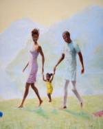 Kimathi Donkor. Idyl of Osun, Ifé and Sango, 2019. Acrylic on linen, 76.5 x 61 cm. Courtesy the artist.