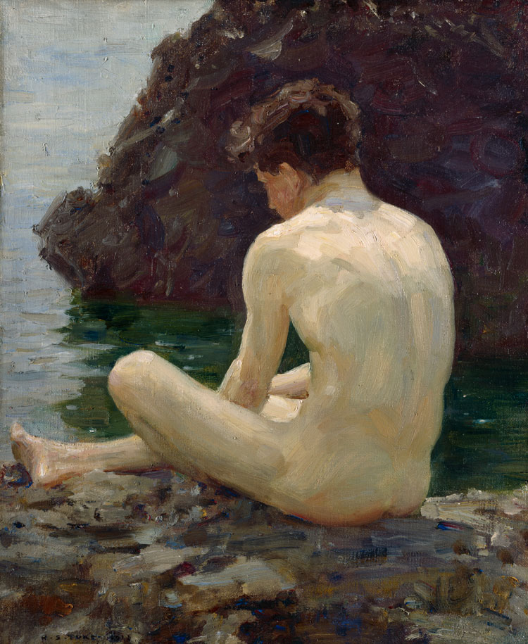 Henry Scott Tuke (1858-1929), July Sun, 1913. Oil on canvas, 53.4 x 43.5 cm. Royal Academy of Arts, London.