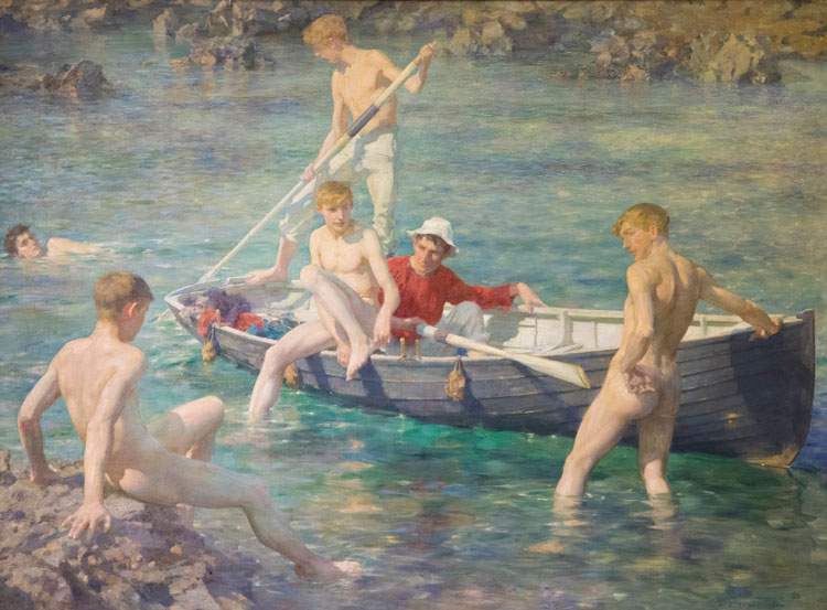 Henry Scott Tuke (1858-1929), Ruby, Gold & Malachite, 1902. Oil on canvas. Guildhall Art Gallery, City of London.