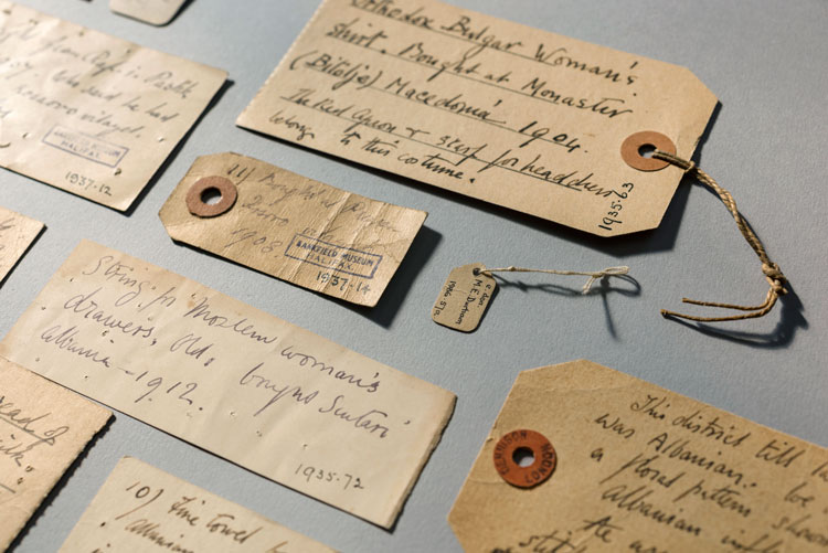 Edith Durham, Object labels, Pen, pencil on paper. © Calderdale Museums Collection, Halifax. Photo: Paul Tucker.