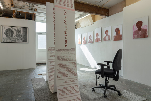 Rosa Johan Uddoh: Studies for Impartiality. Installation view, Jupiter Woods, London 2019.