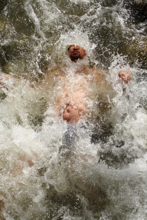 Group <em>Khudsovet </em>(Artistic Council formed during Residence), <em>Simply a Stream …</em>, Uch Emchek, 2008 (3 of 9 photographs). Photography by Georgii Kolotov.