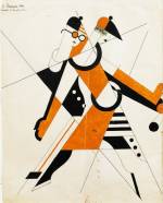 Anatol Petrytsky, Eccentric Dances, Kasian Goleizovsky, Choreographer, Moscow Chamber Ballet, 1922. Dance costume sketches, gouache and India ink on paper, 24⅜ x 19⅝ in (62 x 50 cm).