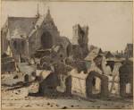 Valentijn Klotz (op.1669-1697). View of Grave on the Mass after a siege, 1675. Pen and ink (brown) and watercolour (grey) on paper 
The Samuel Courtauld Trust, The Courtauld Gallery, London.