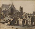 Valentijn Klotz (op.1669-1697). View of Grave on the Mass after a siege, 1675. Pen and ink (brown) and watercolour (grey) on paper 
The Samuel Courtauld Trust, The Courtauld Gallery, London.