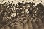 CRW Nevinson. Returning to the Trenches, 1915. Drypoint etching on paper. British Museum London.