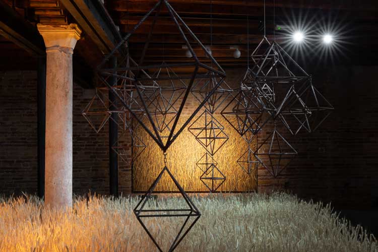 Installation view: Official. Unofficial. Belarus. at La Chiesa di San Giovanni Evangelista, a Collateral Event of the 61st International Art Exhibition – La Biennale di Venezia. Courtesy of Belarus Free Theatre. Photo: Dasha Trofimova.