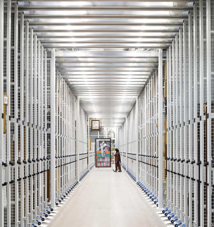 Storage racks for paintings. Diller Scofidio + Renfro (DS+R), V&A East Storehouse. © Hufton+Crow.