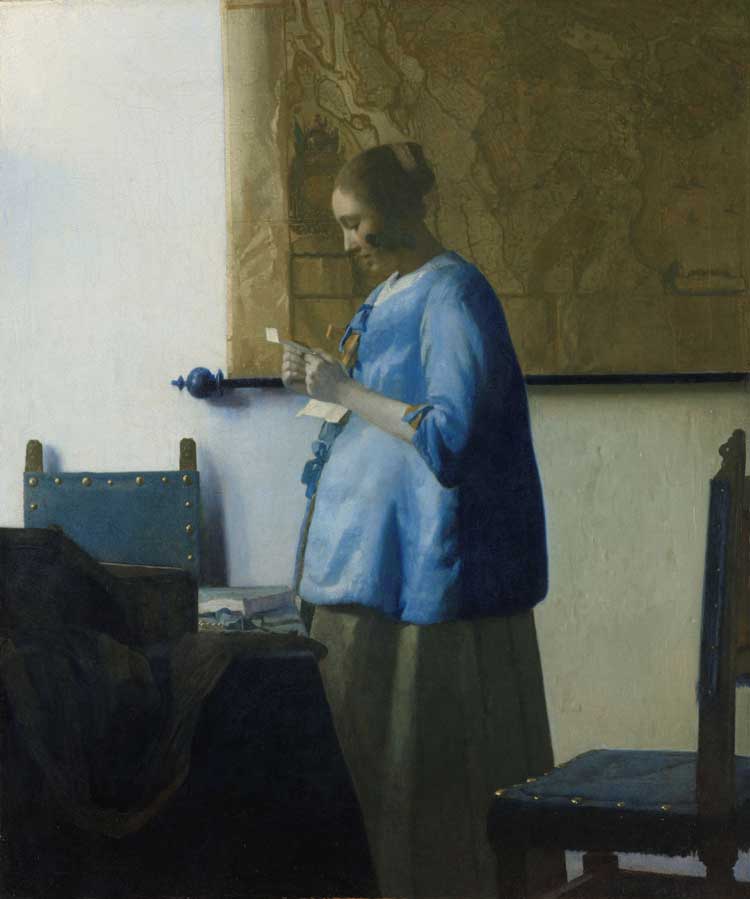 Johannes Vermeer, Woman in Blue Reading a Letter, 1662-64. Oil on canvas. Rijksmuseum, Amsterdam. On loan from the City of Amsterdam (A. van der Hoop Bequest).
