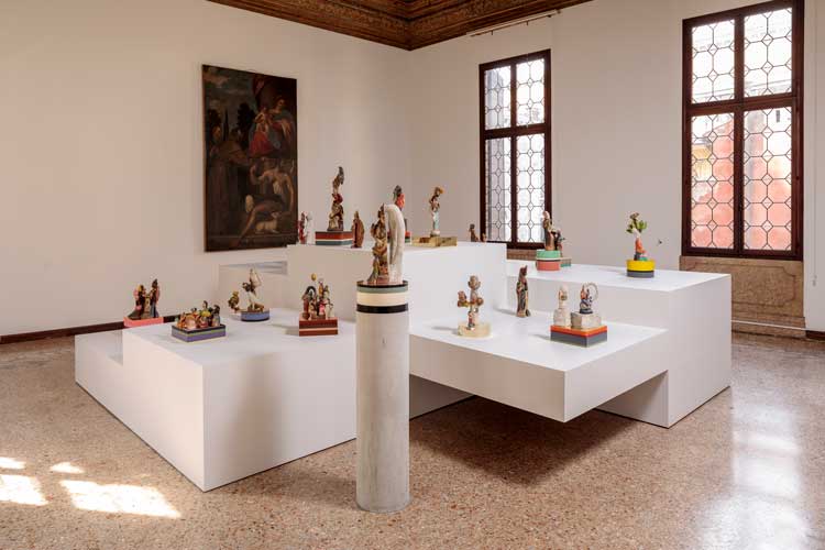 Bharti Kher, The Intermediaries (series), 2019. Installation view of Uncombed, Unforeseen, Constrained, presented by Parasol Unit at Conservatorio di Musica Benedetto Marcello, Venice. Photography © Francesco Allegretto.