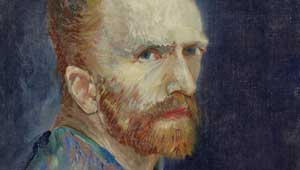 Vincent van Gogh’s green-blue eyes stare into ours as we look with him and at him in this intense exhibition of nearly half his painted self-portraits
