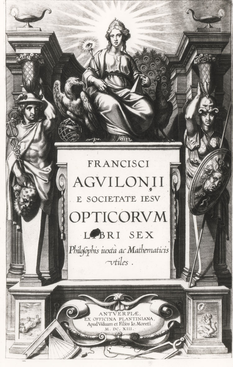 Figure 100. François de Aquilón (Aguilonius), Opticorum libri sex, Antwerp, 1613, title-page (detail) by Rubens, engraved by Theodore Galle. Photo: © Martin Kemp.
