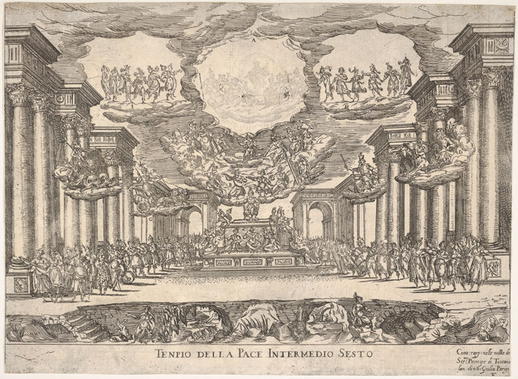 Figure 109. Giulio Parigi, The Temple of Peace from the Sixth Intermedio for Il Giudizio di Paride, etched by Parigi, New York, Metropolitan Museum.