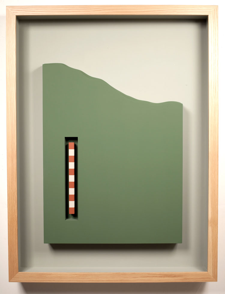 Michael Visocchi. Linescape 1, 2017. Beech, plywood, paint, resin (glazed box), 126 x 94 x 11 cm. © Michael Visocchi.
