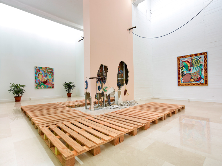 Sol Calero: ‘They insisted on covering the fissures, but the walls still perspired’, installation view, Villa Arson, Nice 2020. Photo: François Fernandez / Villa Arson.