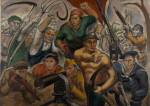 Eitarō Ishigaki, Soldiers of the People’s Front (The Zero Hour), c1936–37. Oil on canvas, 58 1/2 × 81 1/2 in (148.6 × 207 cm). Museum of Modern Art, Wakayama, Japan. Reproduced with permission.
