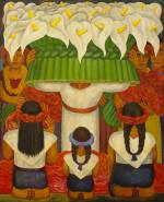 Diego Rivera, Flower Festival: Feast of Santa Anita, 1931. Encaustic on canvas, 78 1/2 × 64 in (199.3 × 162.5 cm). The Museum of Modern Art, New York; gift of Abby Aldrich Rockefeller, 1936. © 2020 Banco de México Diego Rivera Frida Kahlo Museums Trust, Mexico, D.F. / Artists Rights Society (ARS), New York. Image © The Museum of Modern Art/Licensed by SCALA / Art Resource, New York.