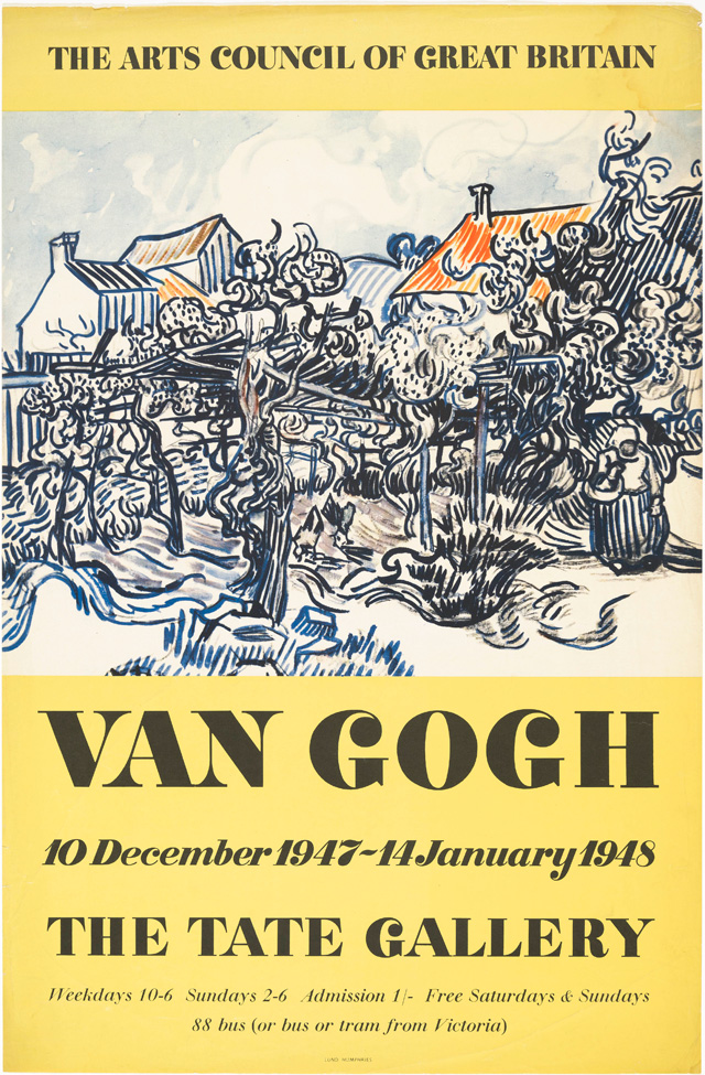 Vincent van Gogh exhibition poster, Tate Gallery, 1947. © Tate, 2018