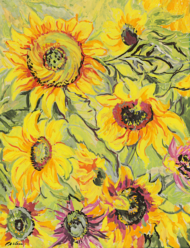 Jacob Epstein, Sunflowers, 1933. Watercolour and gouache, 55.9 x 43.2 cm. Private collection. © The estate of Sir Jacob Epstein.