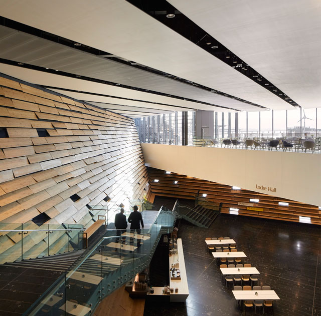 V&A Dundee, Scotland. Stairs with view through to restaurant. © HuftonCrow.