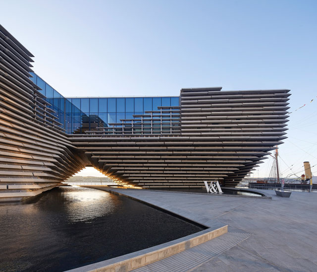 V&A Dundee, Scotland. Two twisting pyramids form a gateway. © HuftonCrow.