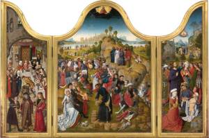 Master of the Legend of Saint Catherine (c. panel), Master of the Princely Portraits (l. wing), A. van den Bossche (r. wing). Triptych of the Miracles of Christ, between 1491-1495. © Melbourne, National Gallery of Victoria.