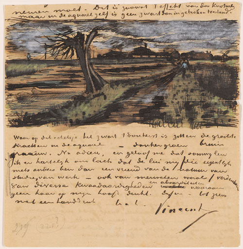 Vincent van Gogh. Letter 252 from Vincent van Gogh to Theo van Gogh: Pollard Willow, c. 1 Aug 1882. Letter, 13.8 x 13.4 cm. Van Gogh Museum, Amsterdam (Vincent van Gogh Foundation).