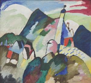 Wassily Kandinsky. Murnau with Church II, 1910. Oil on canvas, 96 x 105.5 cm. Van Abbemuseum, Eindhoven.