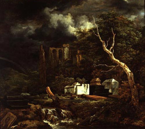 Jacob van Ruisdael. <em>The Jewish Cemetery</em>, c. 1655. Canvas, 84 x 95 cm. Gemaldegalerie Atle Meister, Staatliche Kunstsammlungen Dresden. Photo © SKD/H-P. Klut.