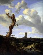 Jacob van Ruisdael. <em>View of Egmond aan Zee with a Blasted Elm</em>, 1648. Oil on panel, 65.09 x 49.85 cm. Currier Museum of Art, Manchester, NH Museum Purchase Currier Funds. 1950. Photo Jeff Nintzel.