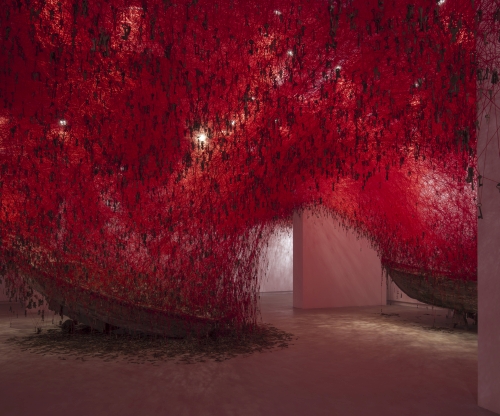 Japan. Chiharu Shiota. The Key in the Hand. 56th International Art Exhibition - la Biennale di Venezia, All the World’s Futures. Photograph: Sara Sagui. Courtesy by la Biennale di Venezia