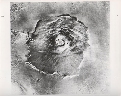 Mars, Olympus Mons, Mariner 9, 1972, Vintage gelatin silver print, c20 x 25 cm, NASA_JPL 70-H-529. Courtesy Breese Little.