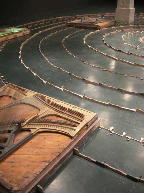 Tan Dun, 2005, 'Reconstructed' piano zen garden. 
'Deconstruction - Reconstruction - Resurrection' installation
Copyright: Tan Dun