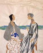 Hilla Von Rebay. <em>Two Women at the Beach</em>, c.1928. Collage on paper 17
