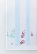 Evelyn Taocheng Wang, Bolzano Veggie and Imitation of Agnes Martin, 2026 (detail). Acrylic colour, pencil, pencil fixation medium, gesso on canvas. 185 x 185 x 2,5 cm. © Evelyn Taocheng Wang, courtesy the artist; Antenna Space, Shanghai; Carlos / Ishikawa, London. Exhibition view, Evelyn Taocheng Wang. Sweet Landscape, Museion, 2026. Photo: Luca Guadagnini.