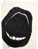 Rose Wylie, Bottom Teeth, Self-Portrait, 2016. Ink and collage on paper, 84 × 63.5 cm. Courtesy Sven Petersen and Holly Frean. © Rose Wylie. Courtesy the artist and David Zwirner