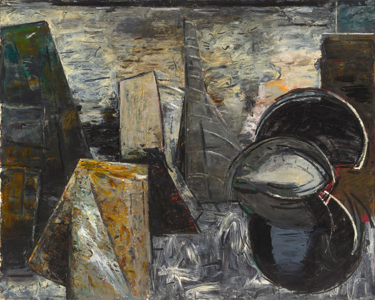 John Walker. Roundout Folly, 1980. Oil on canvas, 244 x 305 cm. Virginia Museum of Fine Arts, Richmond, VA. Gift of the Sydney and Frances Lewis Foundation. Photo: Troy Wilkinson © Virginia Museum of Fine Arts.