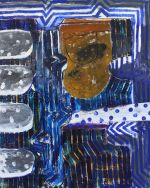 John Walker. Johns Bay Pollution, 2017. Oil on canvas, 213 x 168 cm. Collection of Kayla Mohammadi. Photo courtesy of Alexandre Gallery, New York.