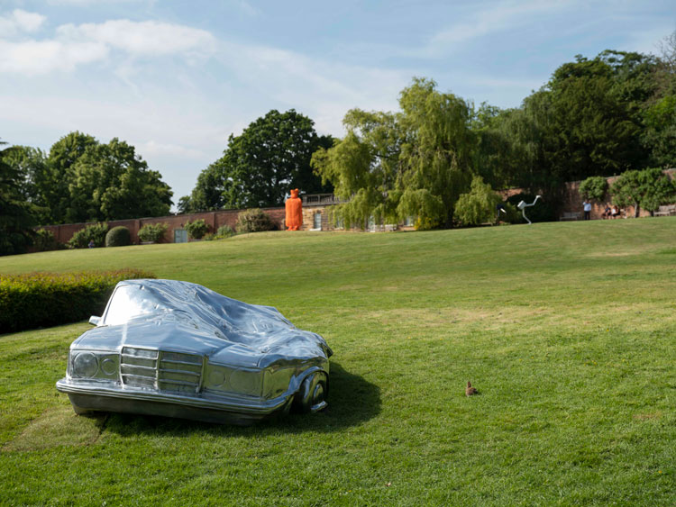 Erwin Wurm, Installation view of Trap of the Truth at Yorkshire Sculpture Park, 2023. Courtesy Studio Erwin Wurm and Thaddaeus Ropac Gallery. Photo: © Jonty Wilde, courtesy YSP.