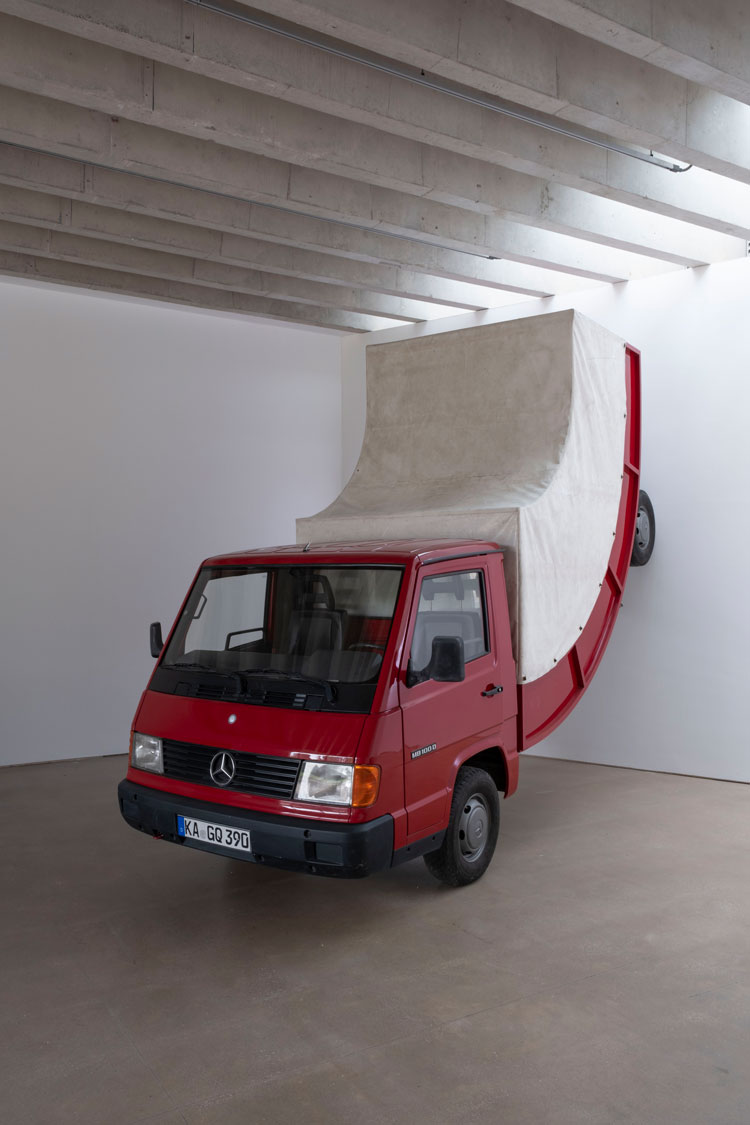 Erwin Wurm, Truck II, 2011. Installation view at Yorkshire Sculpture Park, 2023. Courtesy Studio Erwin Wurm and Thaddaeus Ropac Gallery. Photo: © Jonty Wilde, courtesy YSP.