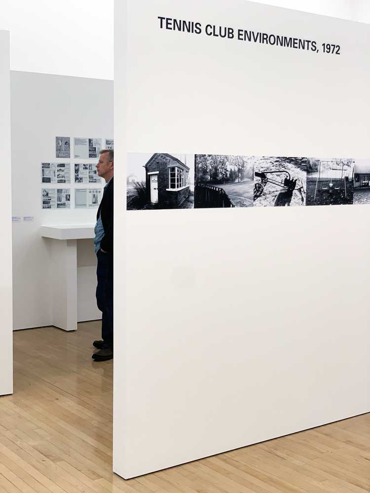 Stephen Willats. Social Resource Project for Tennis Clubs, installation view, Bonington Gallery. Photo: Bronac Ferran.