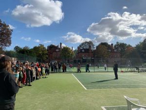 Stephen Willats at the launch of Social Resource Project for Tennis Clubs: Tennis Tournament, Saturday 8 October 2022, The Park Tennis Club, Nottingham. Photo: Bronac Ferran.