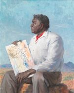 William Dargie. Albert Namatjira, 1958. Oil on canvas laid on composition board 76.4 x 61.2 cm. National Portrait Gallery, Canberra  Purchased with funds donated by Marilyn Darling AC and with the assistance of Philip Bacon Galleries 2000. © Roger Dargie and Faye Dargie.