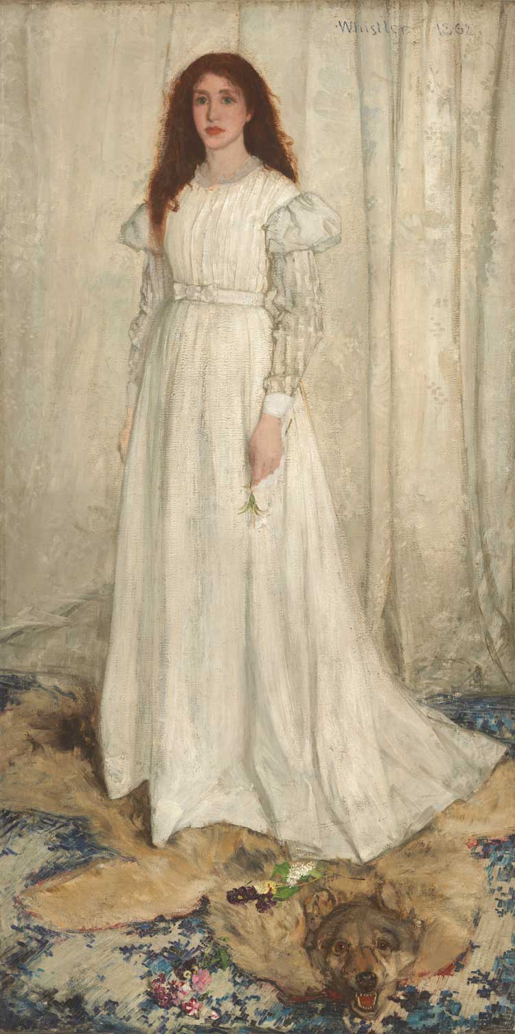 James Abbott McNeill Whistler, Symphony in White, No. 1: The White Girl, 1862. Oil on canvas, 213 x 107.9 cm.  National Gallery of Art, Washington, Harris Whittemore Collection.