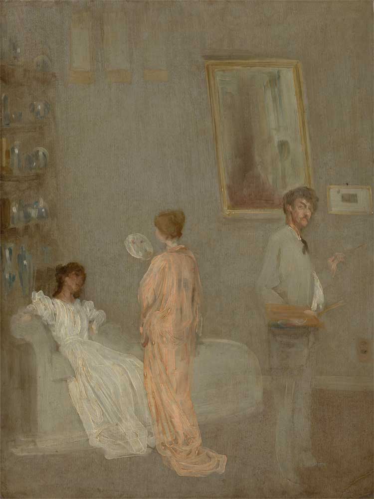 James Abbott McNeill Whistler, The Artist in His Studio, 1865/66 and 1895. Oil on paper mounted on panel, 63 x 47.3 cm. The Art Institute of Chicago, Friends of American Art Collection.
